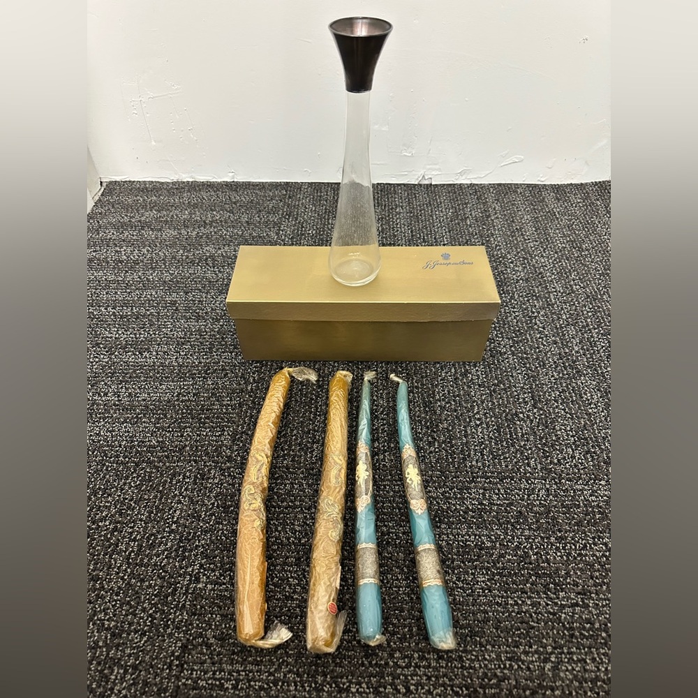 Vintage 4 taper candles And Holder